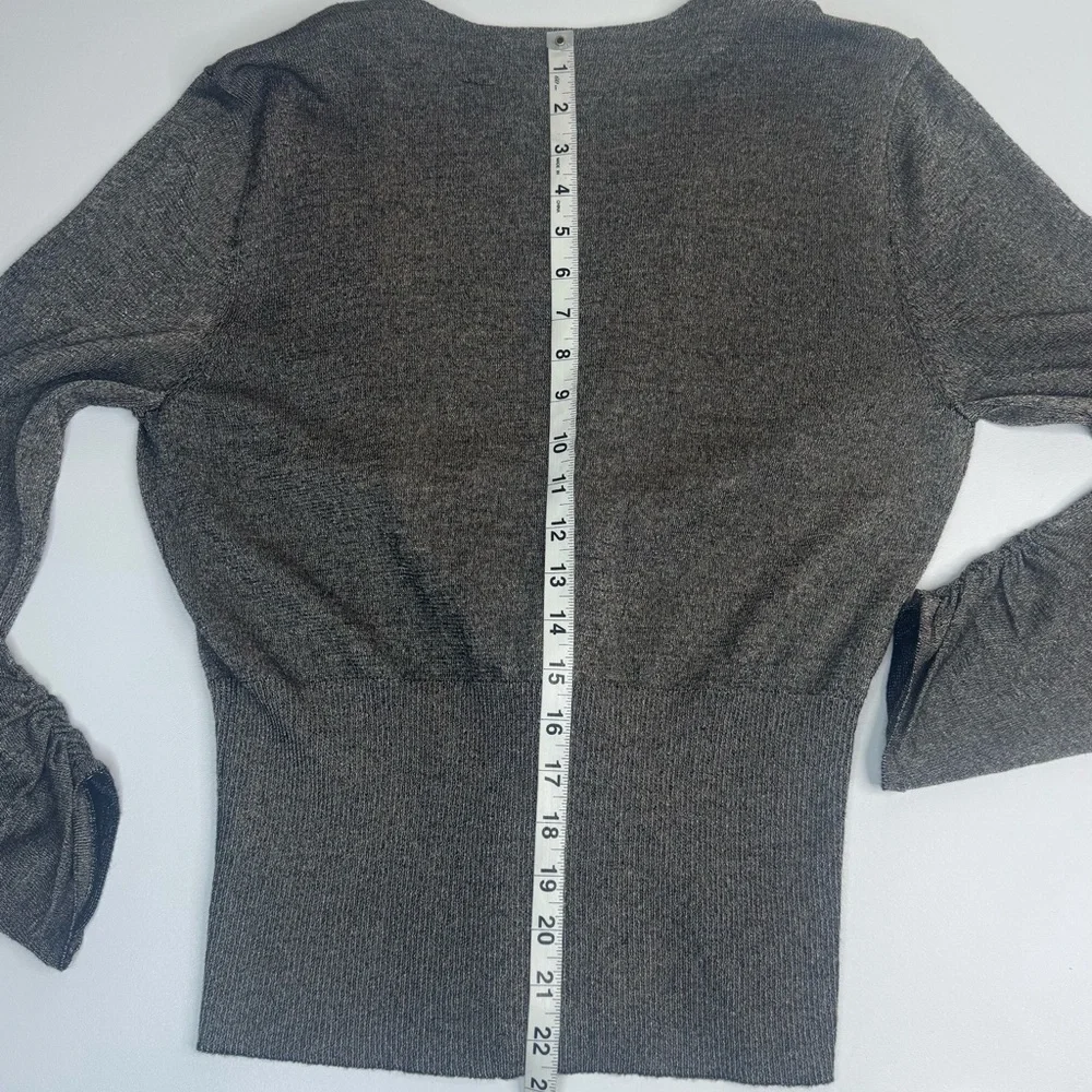 Nic & Zoe Metallic Stretch  One Button Cardigan Sweater Womens Size Large
